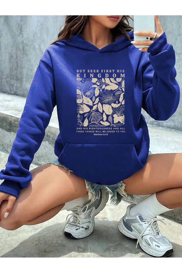 Unisex but Seek First His Kingdom Printed Design Oversize Sweatshirt