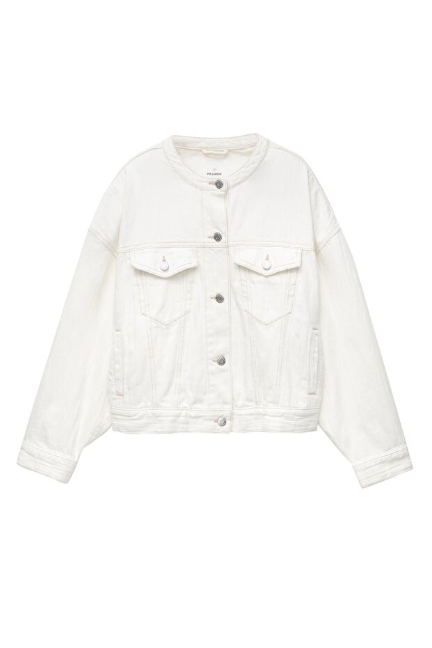 Beyaz Dokulu Kot Ceket - 3