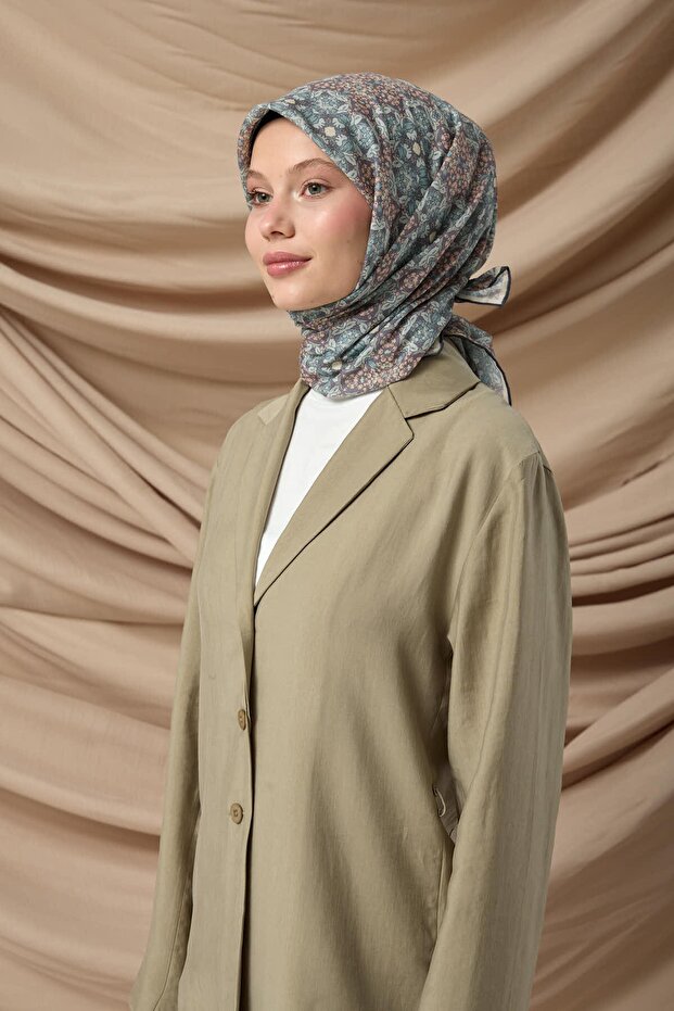 Mozaik Desen Soft Pamuk Eşarp - 3