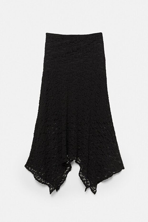 Asimetrik dantel midi etek - 6