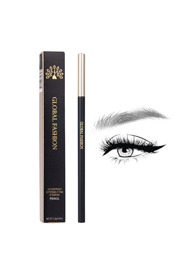 Waterproof Fine-Tip Eyebrow Pencil – Retractable Brow Liner with Spool, Smudge-Proof, 3 Shades, 0.2g
