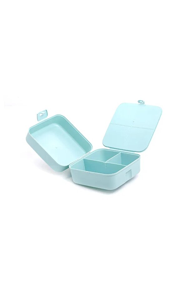 صندوق غداء بلاستيكي مزين باللون الأخضر - 2