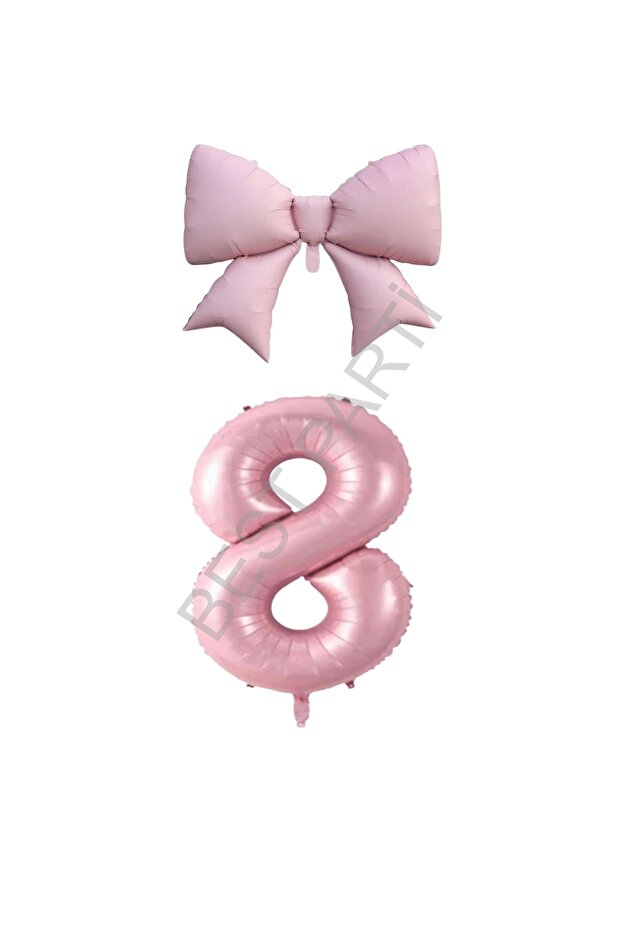 Best Pink Color Bow Number Foil Balloon Set Age 8
