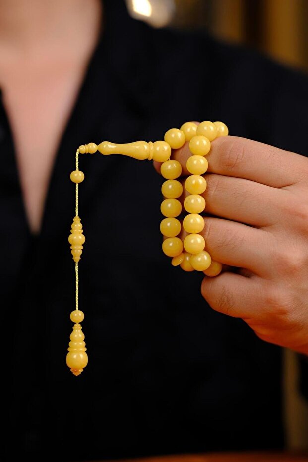 Master Ahmet Levent Craftsmanship Special Collectible Prayer Beads (Amber), (Electroplated Drop-Shaped Prayer Beads)