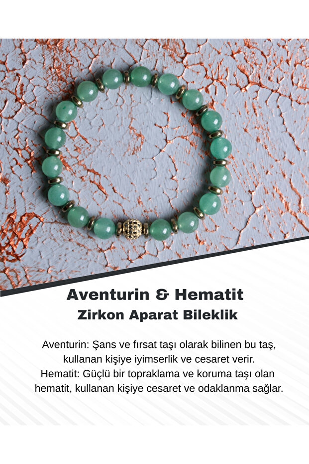 Aventurine & Hematite Zircon Bracelet