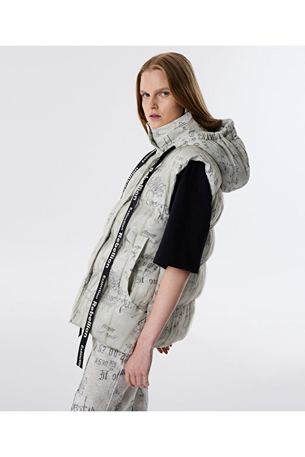SLOGAN BASKILI PUFFER YELEK - 5