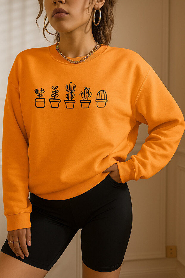 Baskılı Kapüşonlu Sweat - 1