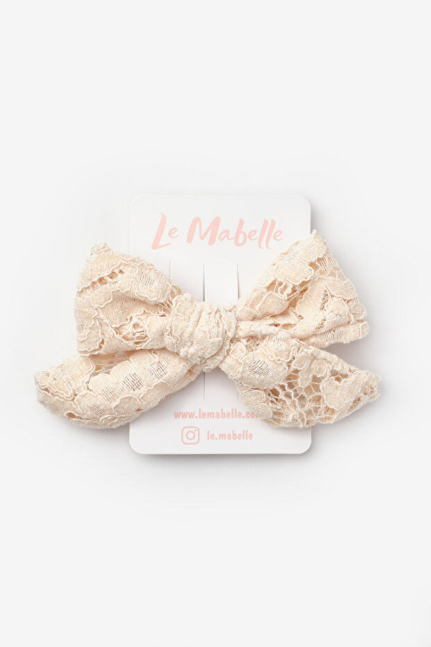 Cream Lace Bow Girl's Clip Buckle