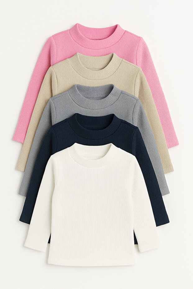 Girl's 3-16 Years Old 5-Piece Thin Camisole Knitwear Sweater Set – Comfortable and Stylish Basic Model 5 Pieces