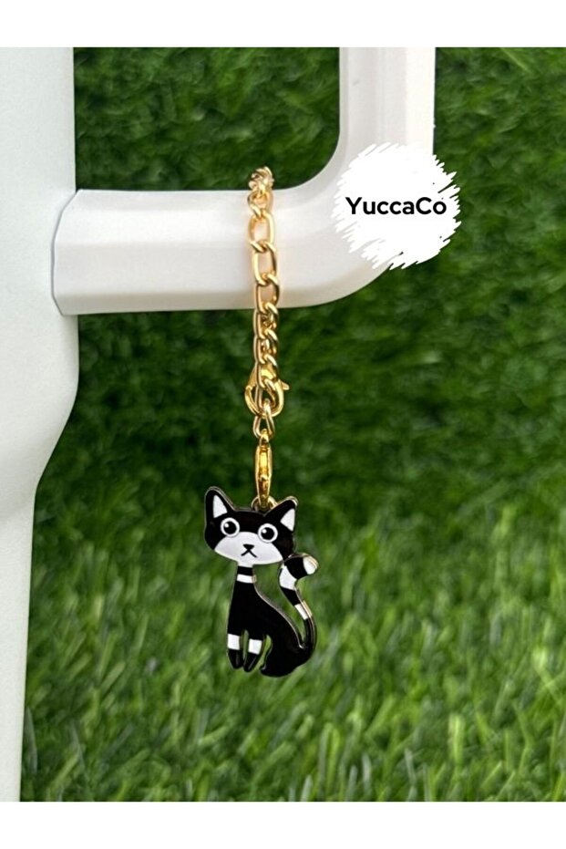 Black and White Cat Thermos Ornament/Cat Thermos Charm/Kitten Figure Bag Charm