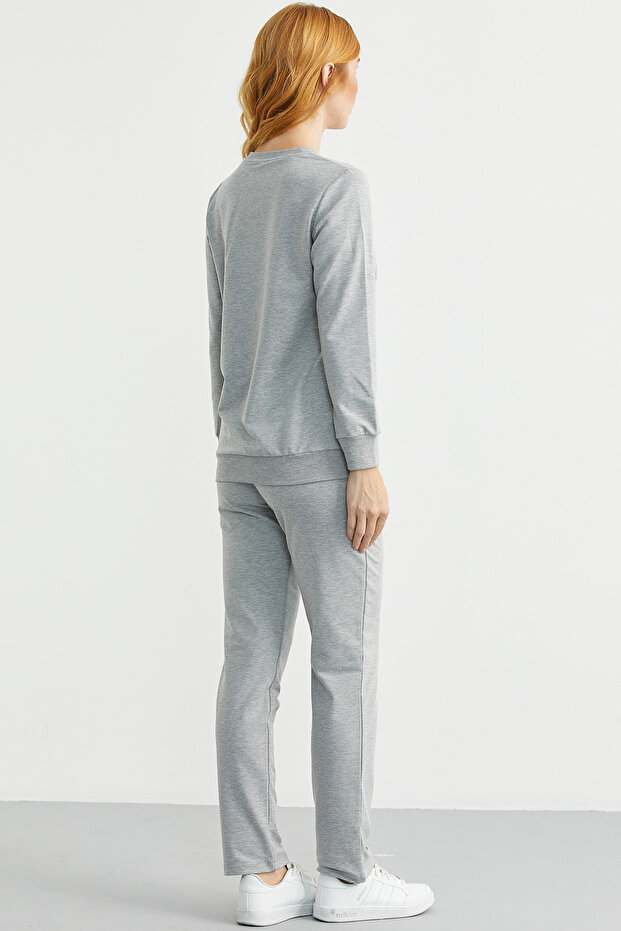 Zero Neck Pocket Tracksuit Set - Gray - 5