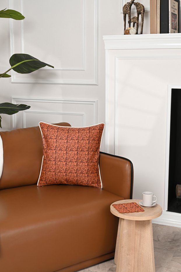 Wood Texture Patterned Leather Corduroy Throw Pillow Cover 43X43Cm