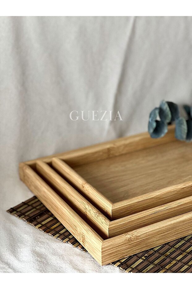 3lü Ahşap Tepsi Seti - 2