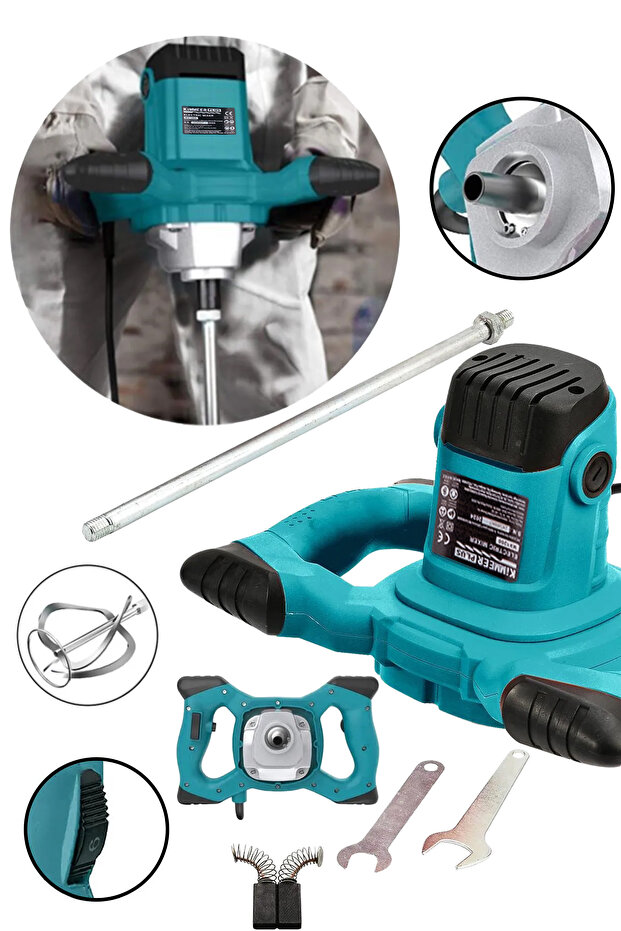 Profesyonel 1800w Devir Ayarlı Elektrikli Alçı Boya Ve Harç Karıştırıcı Mikser - 2