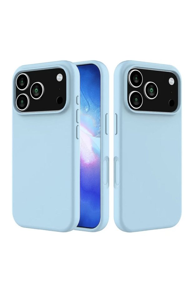 Apple iPhone 17 Pro Max Compatible Silicone Case - Pastel Color Tone Flexible Full Protection Cover - Blue