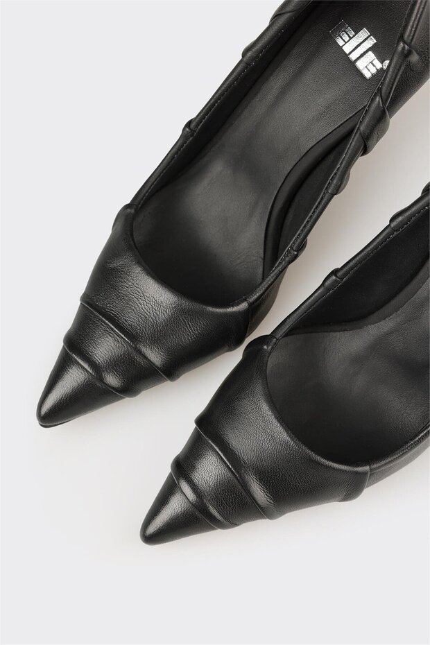 Siyah Deri Kadın Stiletto - 4