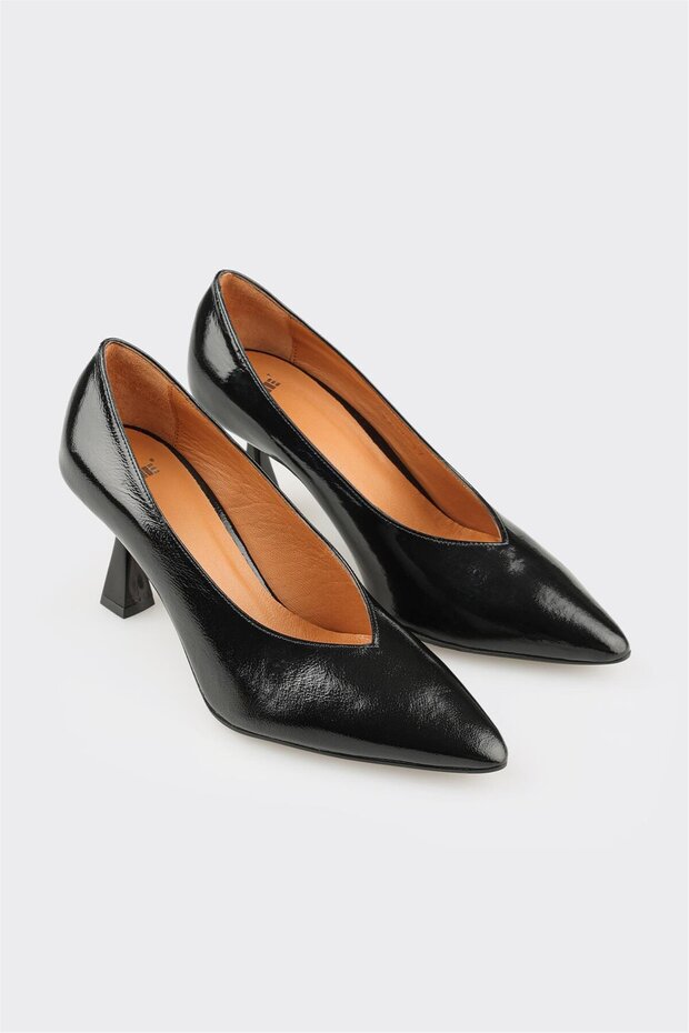 Siyah Deri Kadın Stiletto - 2