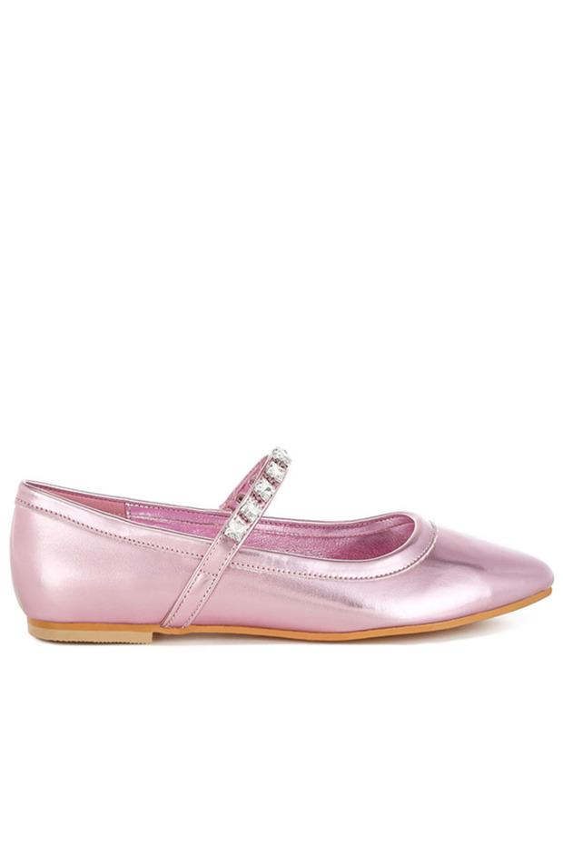 Women Metallic Mary Jane Ballerinas in Pink
