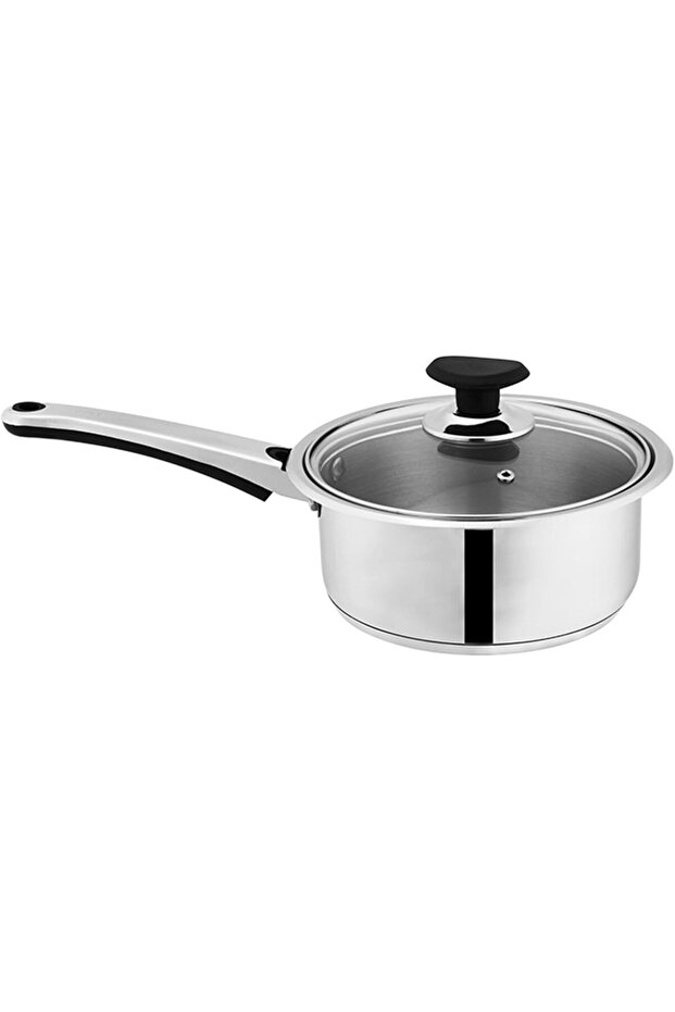 Mega Stainless Steel Sauce Pan 18 cm & (2 Ltr) Capacity With Glass Lid