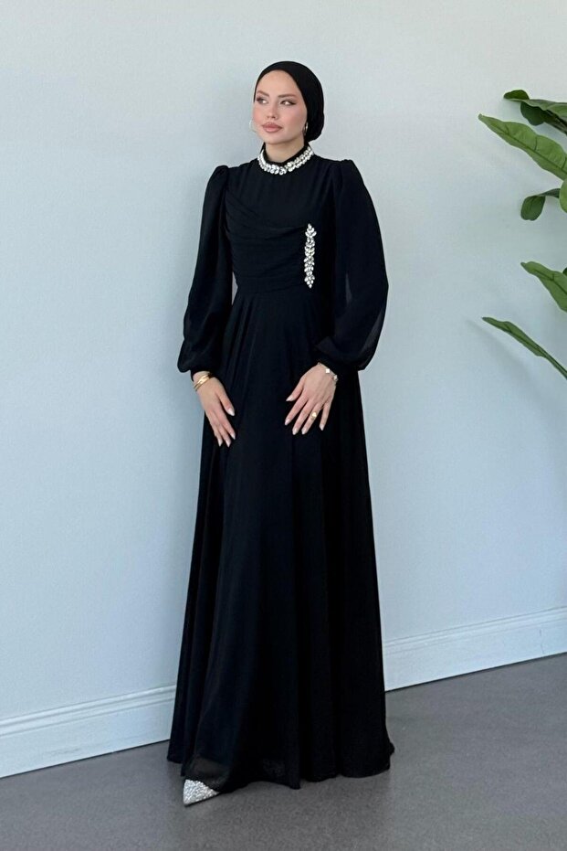 Başak Şifon Abiye Siyah - 3