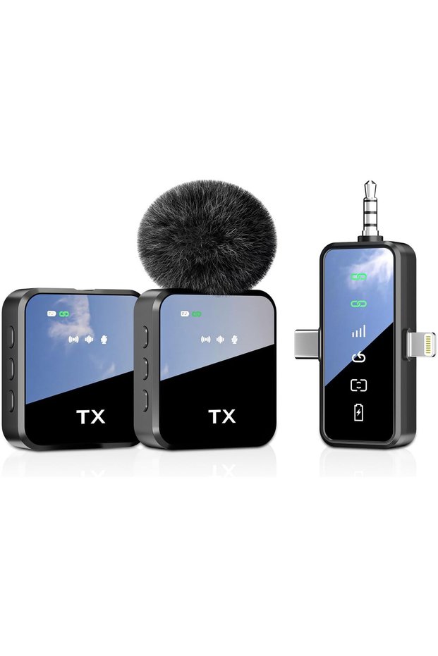 Wireless Lavalier Microphone, 3-in-1 Bluetooth Mic for iPhone/Android/Camera