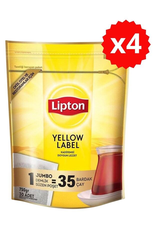 Yellow Label Jumbo Demlik Poşet Çay 30'lu x 25 gr x 4 Adet - 1