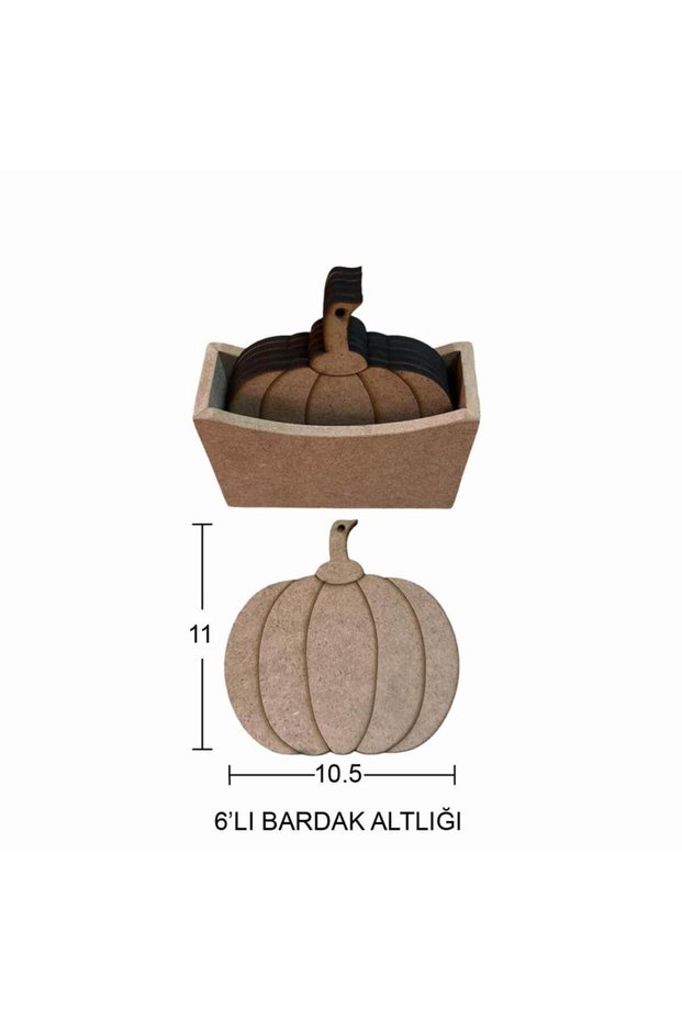 Wooden Pumpkin Coaster 11X10.5Cm L393