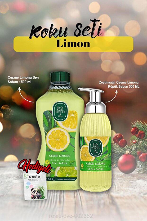 Çeşme Lemon Foam Soap 500 Ml, Liquid Soap 1500 ml and Rosie Gift