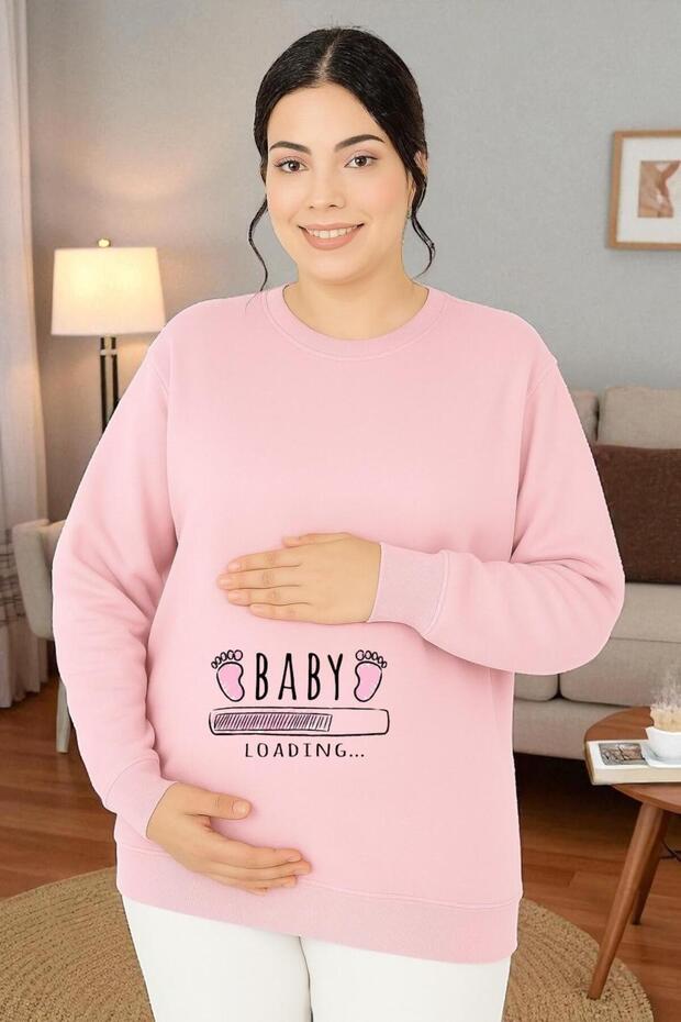 BASKILI HAMİLE SWEATSHIRT - 1