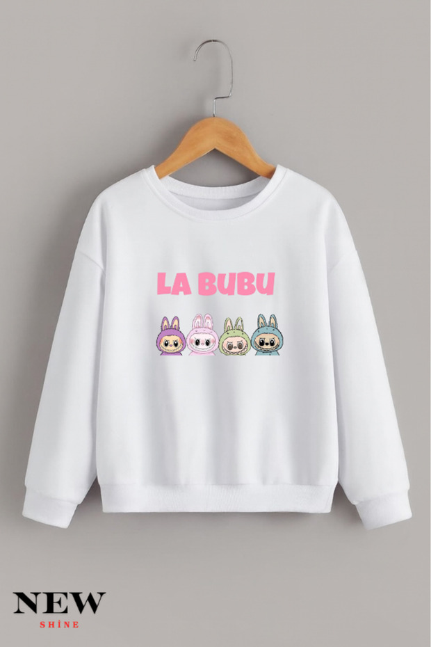 سويت شيرت برقبة دائرية للأطفال مطبوع عليه Labubu للجنسين