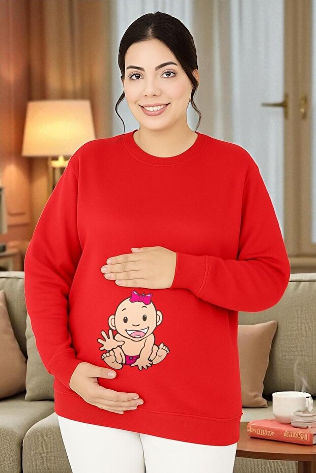 BASKILI HAMİLE SWEATSHIRT - 1