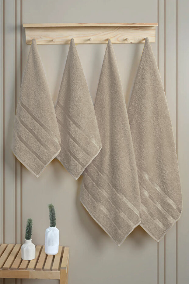 4-Piece Bath Set 100% Cotton 2 Large Bath Towels (70X140Cm), 2 Face Towel Set (50X90Cm)