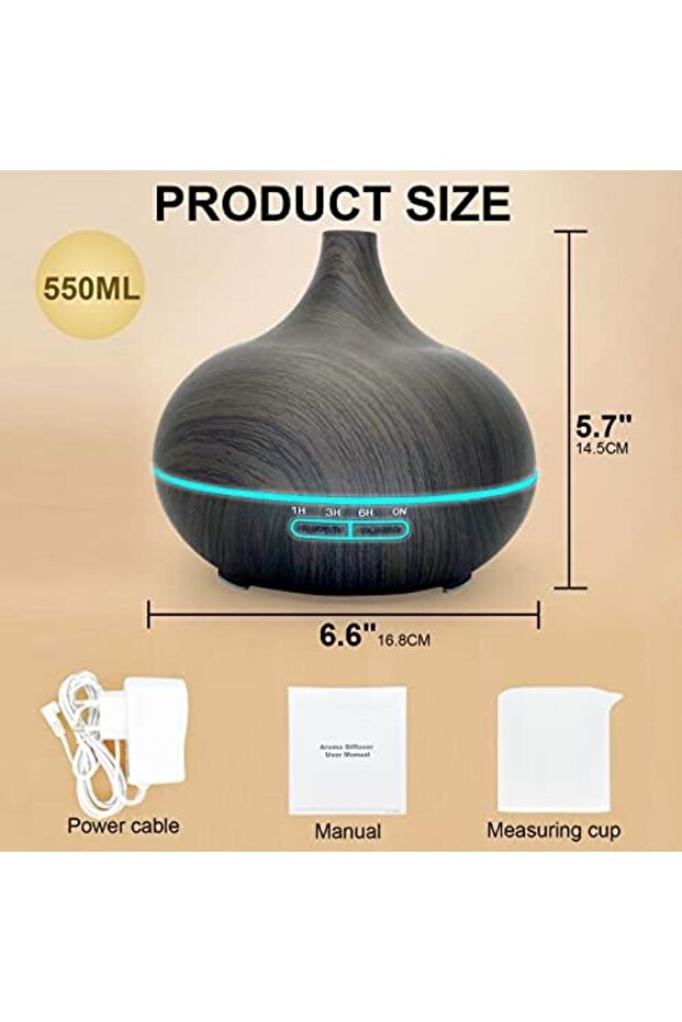 Sky-Touch Essential Oil Diffuser, 550ml Oil Diffuser With 4 Timer, Aromatherapy Diffuser With Auto S - 8