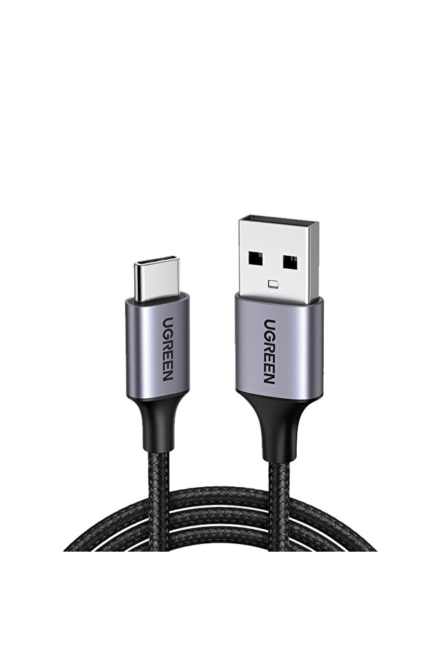 كابل شحن سريع مضفر من النايلون USB إلى USB-C بطول 1 متر - رمادي