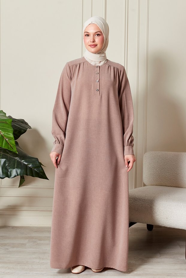 Shirt Roba Front Buttoned Loose Sand Crepe Dress Hijab Dress Mother's Dress Prayer Dress