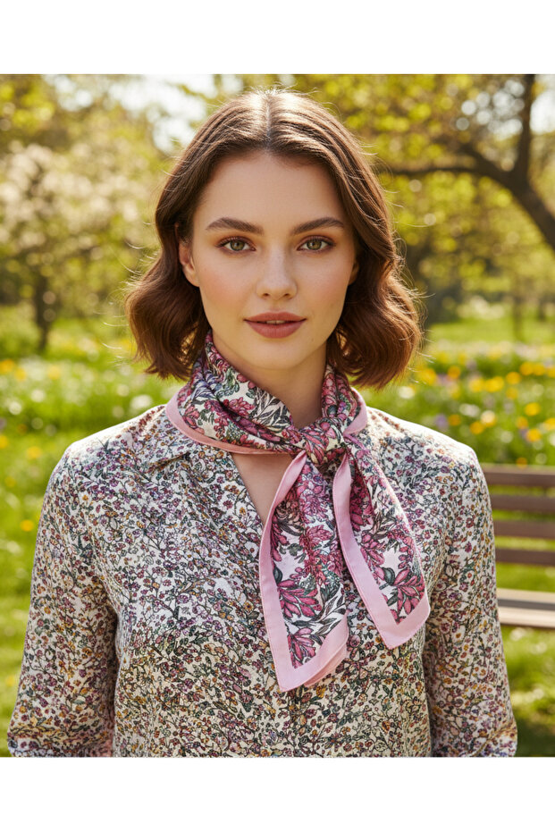 Whisper of Nature Pattern Stylish & Elegant Women's Accessory Satin Scarf 30X165Cm