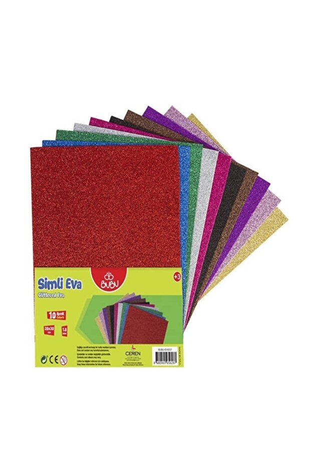Bubu Glitter Eva 10 Color Set 20X30 cm - for Hobbies and Crafts