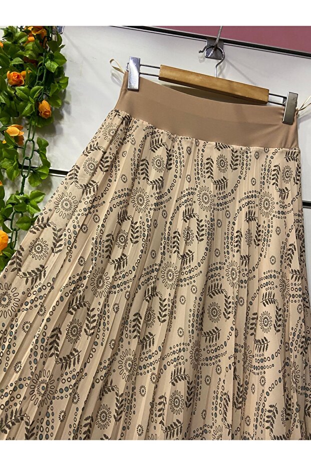 Patterned Chiffon A-Line Skirt Lined - 2