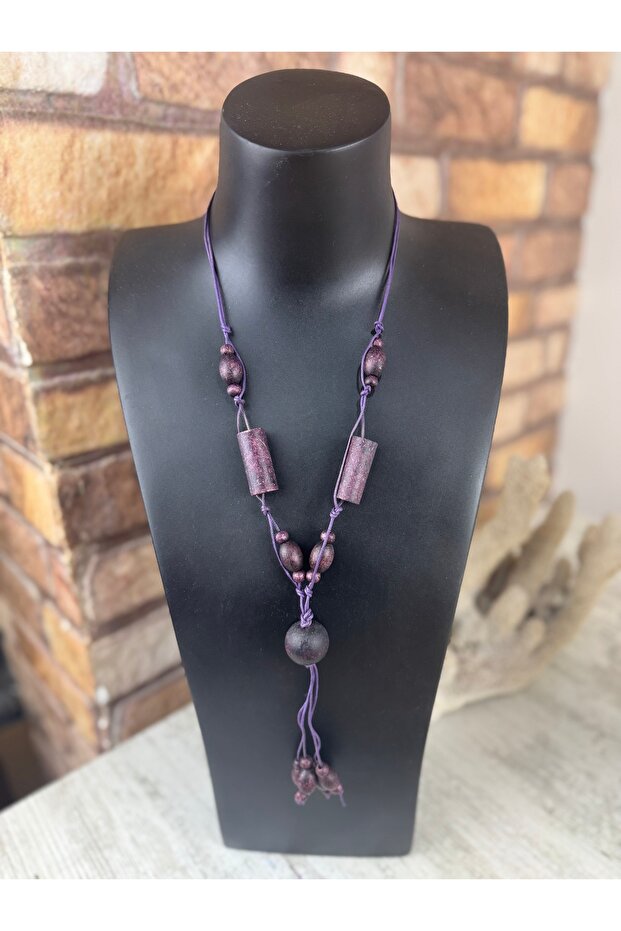 Ahşap y model tasarım kolye - 1