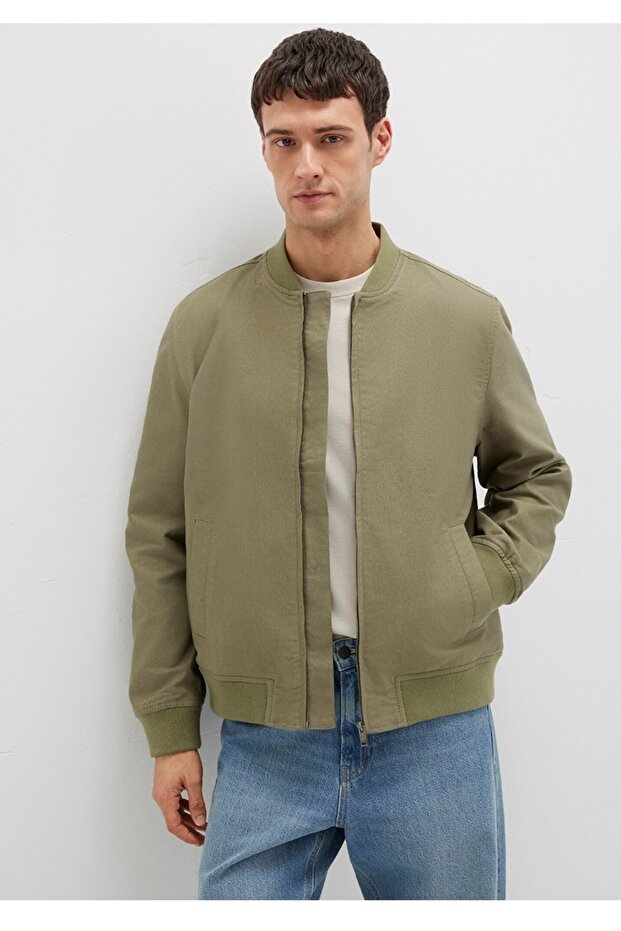 regular fit %94 pamuk %6 keten bomber ceket - 1