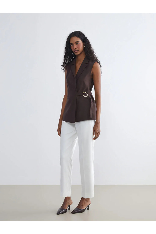 Double Breasted Collar Women's Classic Vest - 5