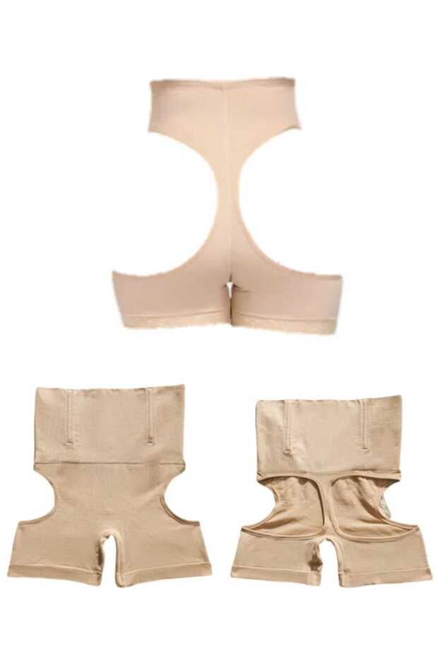 Lower abdomen and body shaper with open back and side design and large buttock openings - 8