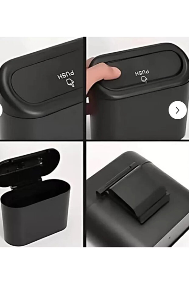 Car Trash Can In-Car Portable Organizer with Lid Garbage Bucket Push Lid Bucket - 5