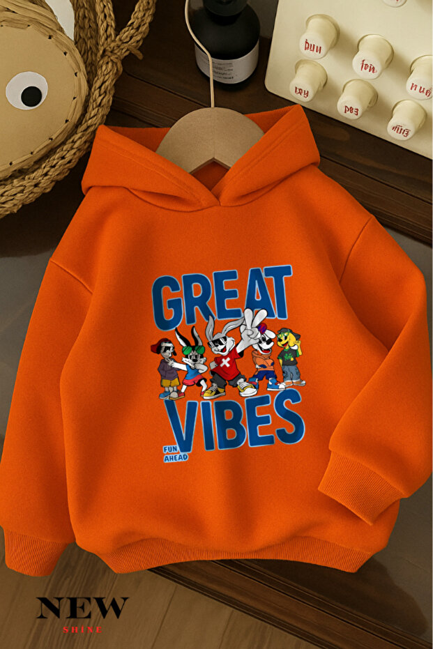 Cartoon Character Children's Printed Hooded Sweatshirt