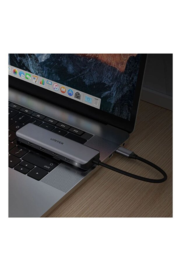 uHUB Q4 4-Port USB-C Hub, 5Gbps, LED, Aluminum, Space Grey | H1107K - 4