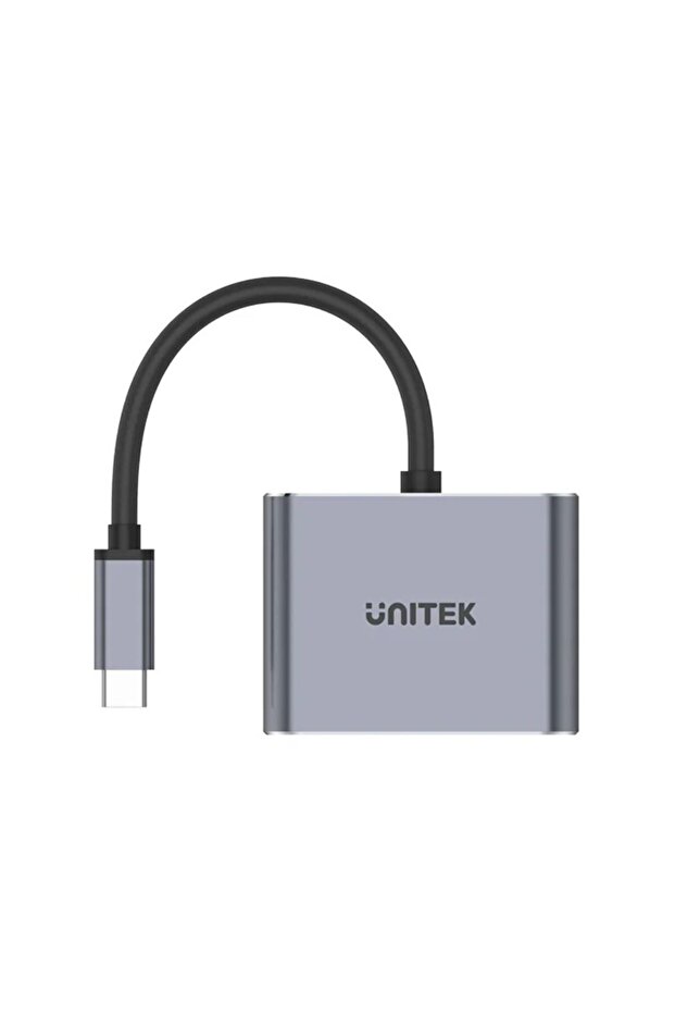 موزع يو هاب كيو 4 لايت 4 في 1 USB-C - شاشة مزدوجة MST، 4K HDMI وVGA، رمادي فضائي | D1049A - 3
