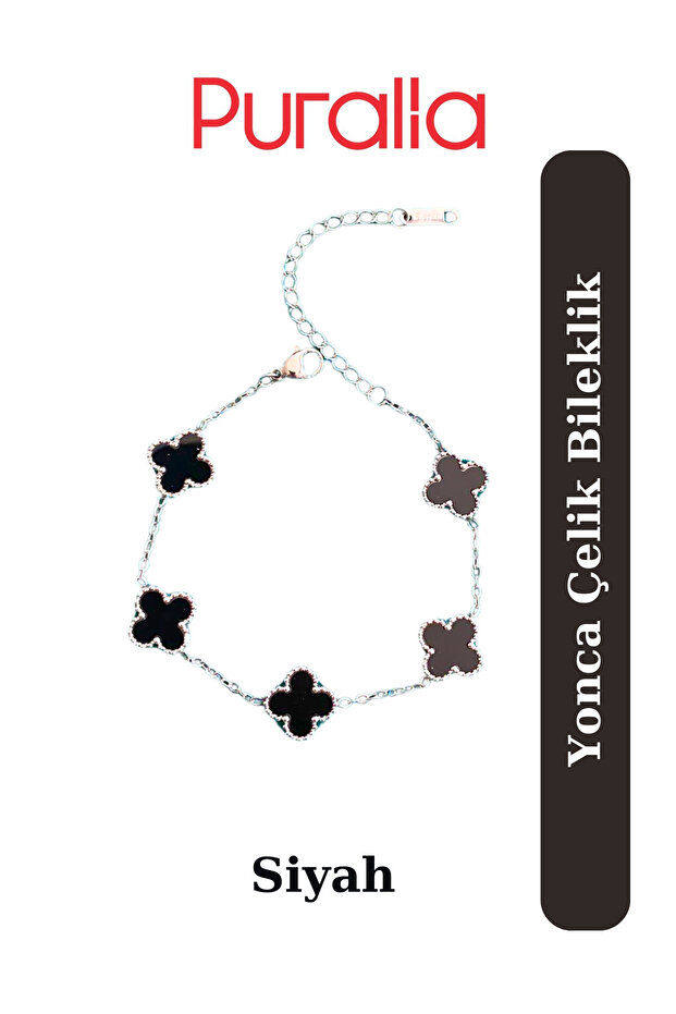 Yonca Çelik Bileklik - Siyah - 1