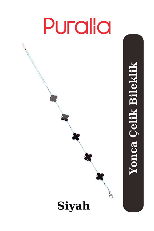 Yonca Çelik Bileklik - Siyah - 4