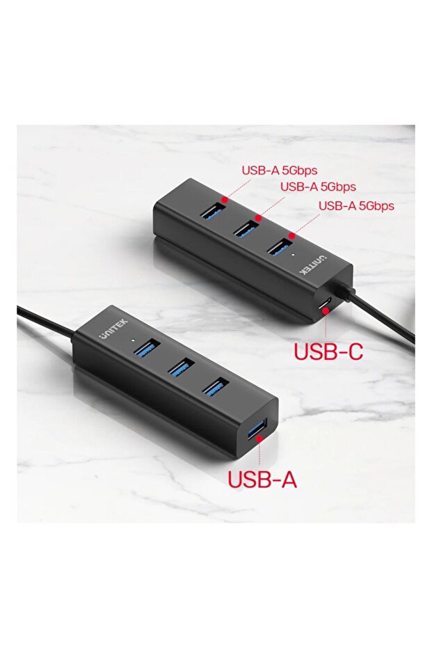 4-in-1 USB-A Hub with USB-C Power | Y-3089V - 4