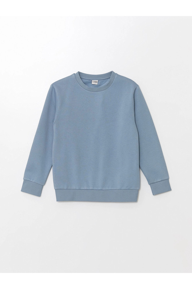 Lcw Kids Blue Crew Neck Boys' Thick Sweatshirt